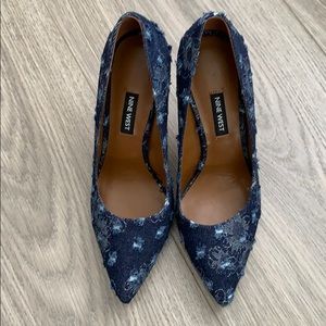 Nine West Blue Denim Designer High Heels